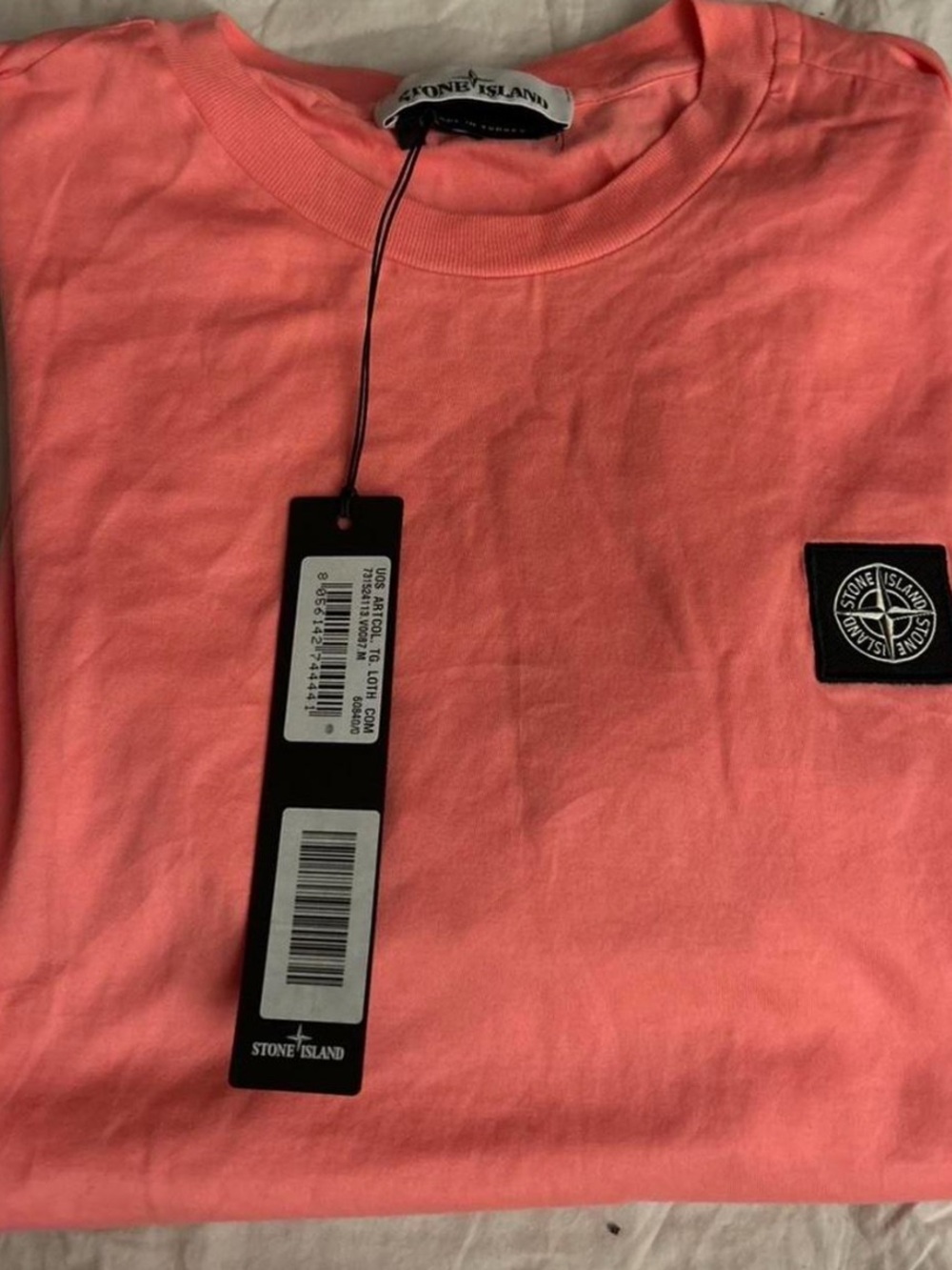 Stone Island Pink Crewneck with Black Compass Patch